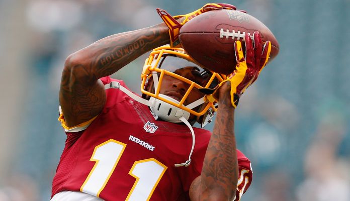 PHILADELPHIA, PA - SEPTEMBER 21: DeSean Jackson #11 of the Washington Redskins catches a pass during warm-ups before playing against the Philadelphia Eagles at Lincoln Financial Field on September 21, 2014 in Philadelphia, Pennsylvania. (Photo by Rich Schultz/Getty Images)